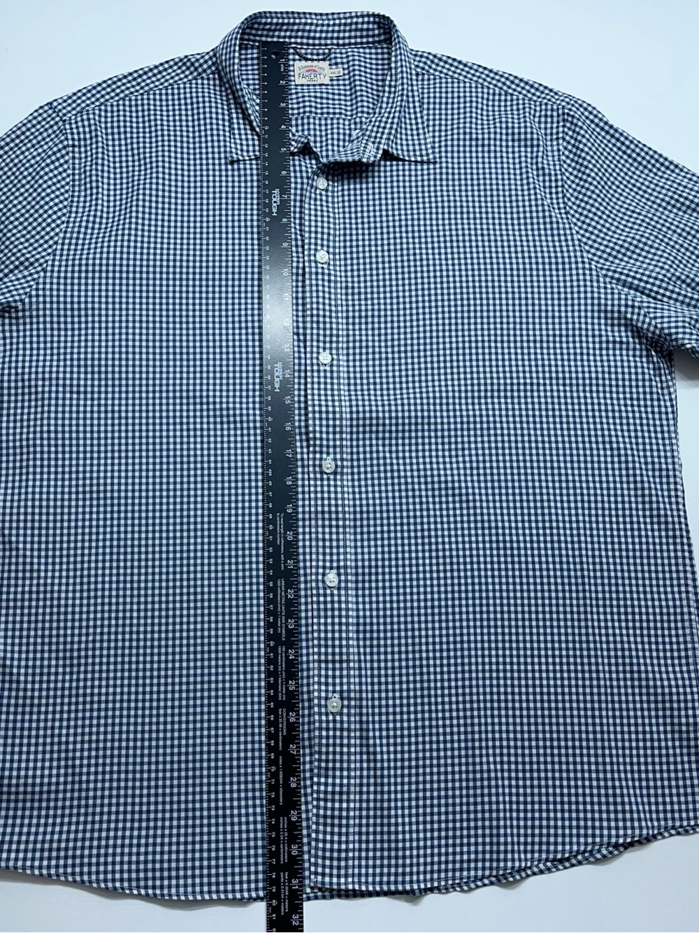 FAHERTY Button Down Shirt Mens Size XXL Long Sleeve Blue Check Huckberry - Picture 9 of 13
